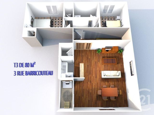 Appartement F3 à louer - 3 pièces - 80.0 m2 - GRAULHET - 81 - MIDI-PYRENEES - Century 21 Sg Immo